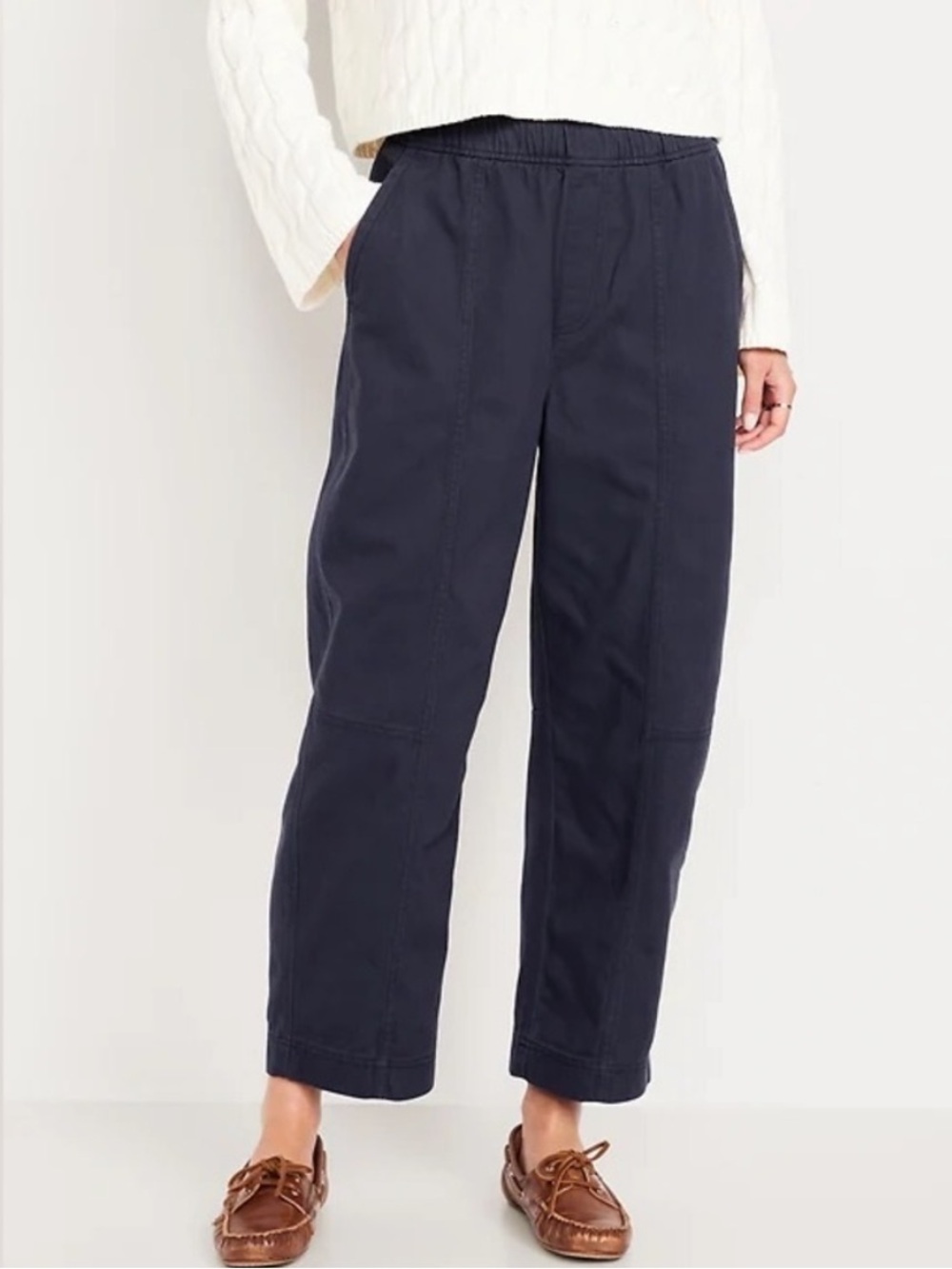 New Old Navy High Waisted Barrel Ankle Pants Navy Blue Trouser